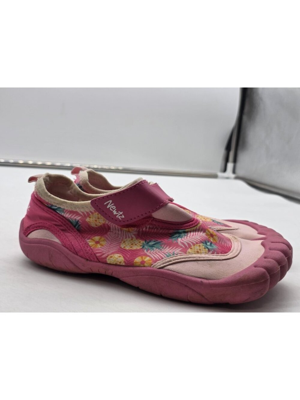 Newtz Shoes Kids Size 13 Pink Pineapple Water Sneakers Hook Loop Beach Stains